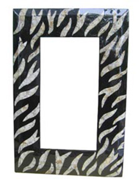 mirror frame black zebra eggshell