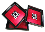 set of 3 square trays with hole handles
