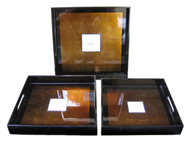 set of 3 square trays with hole handles	