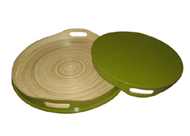 set of 2 round trays, bamboo material, good quality 