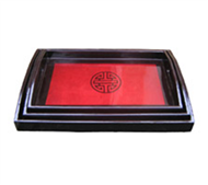 set of 3 rect. trays with chinese letter