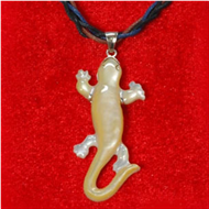 Gold mop lizard necklace