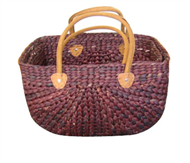 Vietnam Water hyacinth bag with leather handles Set 3