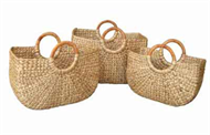 Vietnam Water hyacinth bag with wooden handles Set 3