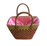 Vietnam Water hyacinth bag with leather handles