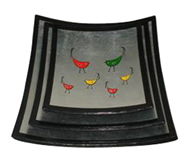 Set of 3 square dishes with painting 