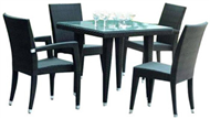 set of PE rattan coffee table & 4 chairs