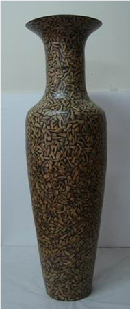 big vase with incrusted bamboo