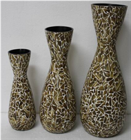 set of 3 vases with incrusted bamboo