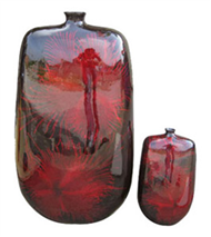 set of 2 flat vases