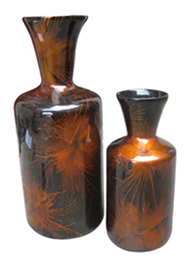 set of 2 decanter  lacquer vases